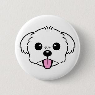 Macaron Rond 5 Cm Bichon blanc mignon Frise Chien Stick Sortie