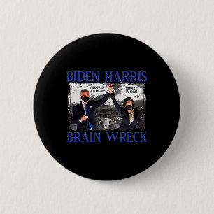 Macaron Rond 5 Cm Biden Harris Cerveau Démoli Le V.irus