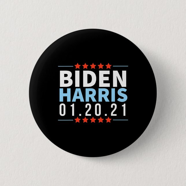 Macaron Rond 5 Cm Biden Harris Janvier 2021 Victoire électorale Inau (Devant)