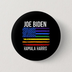 Macaron Rond 5 Cm Biden Kamala Harris 2020 Rainbow Us Drapeau Lgbt E