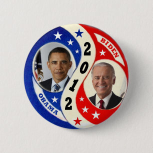 Macaron Rond 5 Cm Biden Obama 2012 Jugate bouton