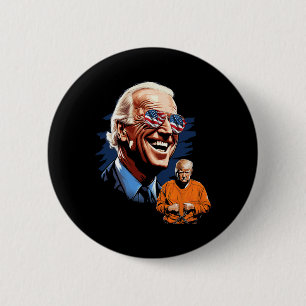 Macaron Rond 5 Cm Biden Rire Trump Pour Emprisonner Les Anti-Trump