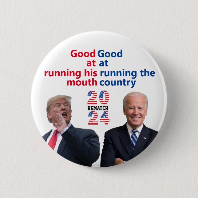 Macaron Rond 5 Cm Biden Trump Rematch (Devant)
