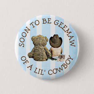 Macaron Rond 5 Cm Bientôt être graissé d'un bouton Lil Cowboy