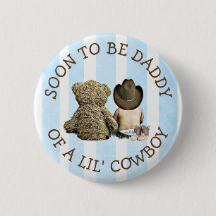Macaron Rond 5 Cm Bientôt papa d'un Lil Cowboy Button
