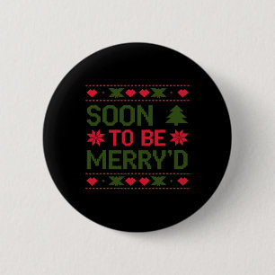 Macaron Rond 5 Cm Bientôt pour être Joyeux Couples Engagés Noël