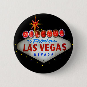 Macaron Rond 5 Cm Bienvenue sur le bouton Las Vegas