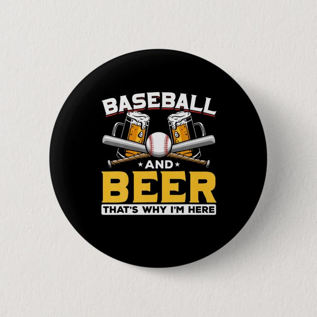 Macaron Rond 5 Cm Bière Boveur Baseball Bière Humour Anniversaire (Devant)
