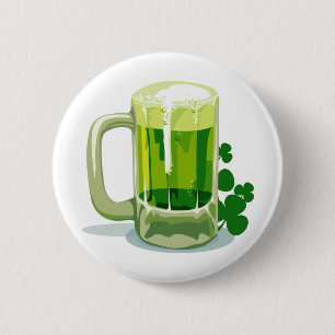Macaron Rond 5 Cm Bière verte de la Saint Patrick