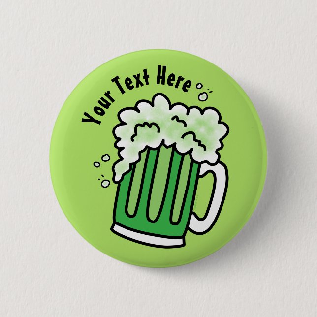 Macaron Rond 5 Cm Bière verte de la Saint Patrick (Devant)