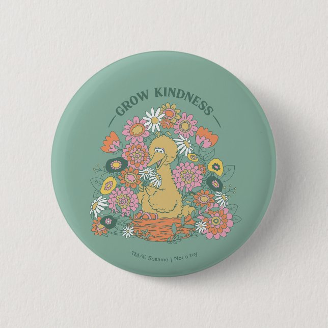 Macaron Rond 5 Cm Big Bird | Grow Kindness Floral Graphic (Devant)