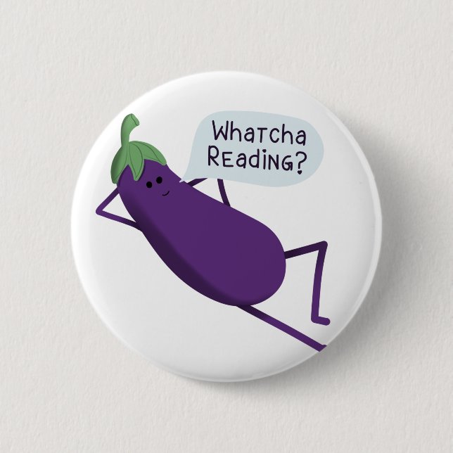 Macaron Rond 5 Cm Big Book Energy, Curieux Eggplant (Devant)