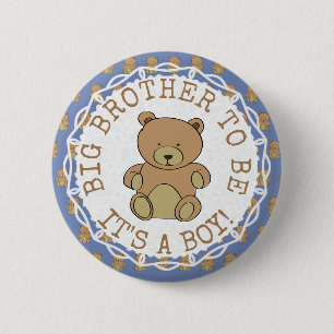 Macaron Rond 5 Cm Big Brother à être Teddy Bear It a Boy Button