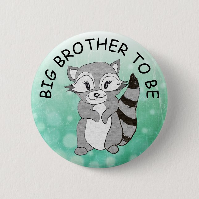 Macaron Rond 5 Cm Big Brother sera Baby shower Little Raccoon (Devant)