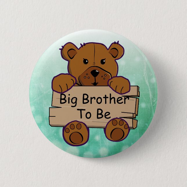 Macaron Rond 5 Cm Big Brother sera Teddy Bear Baby shower (Devant)