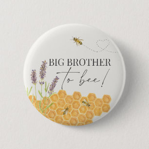 Macaron Rond 5 Cm Big brother to bee, honey bee button for shower