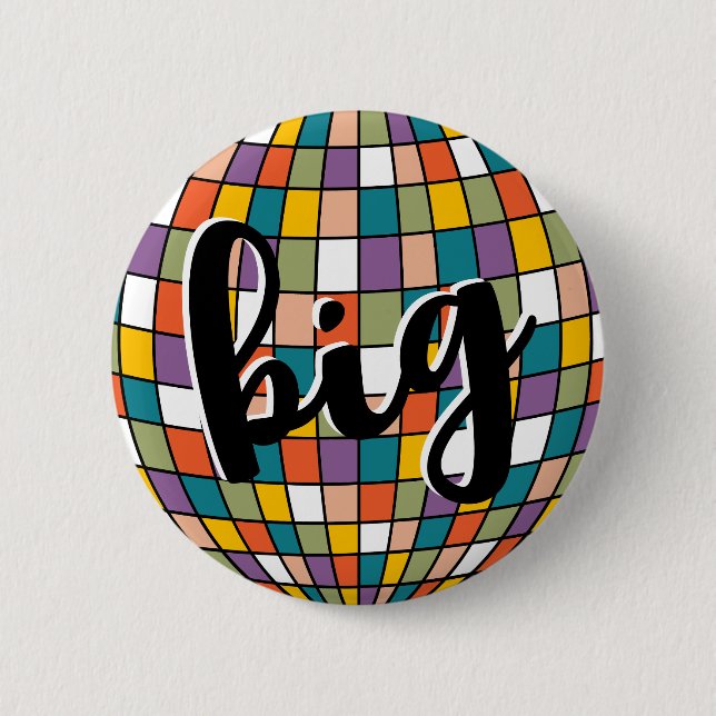 Macaron Rond 5 Cm Big Little Sorority Retro Disco Ball Button (Devant)