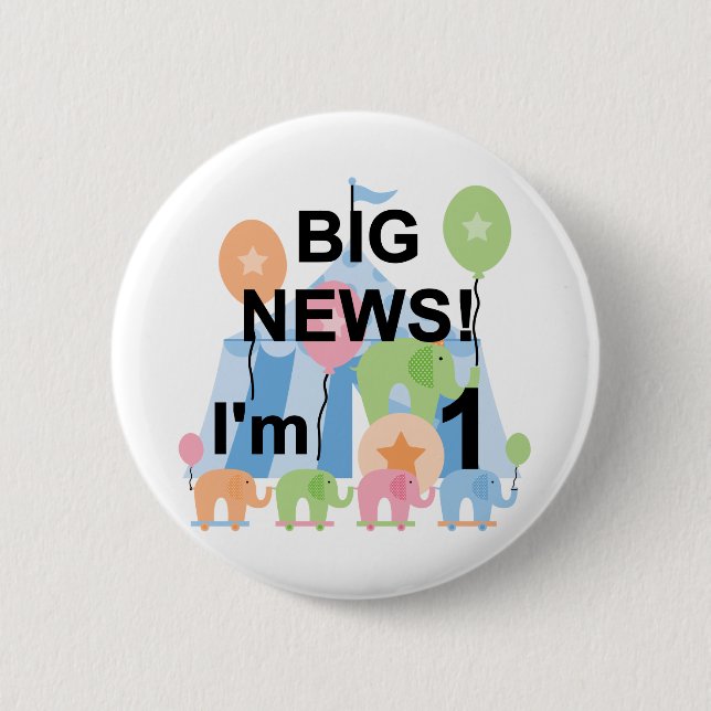 Macaron Rond 5 Cm Big News Circus 1er Anniversaire T-shirts et cadea (Devant)