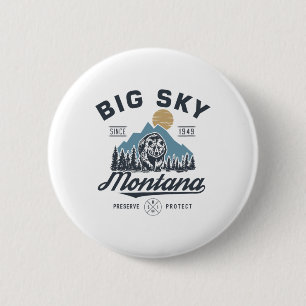 Macaron Rond 5 Cm Big - Sky Montana Ski de neige tendance Retro Lodg