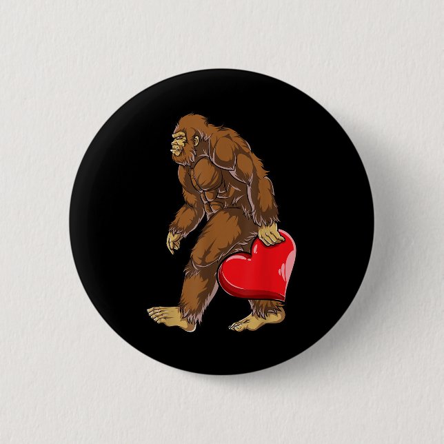Macaron Rond 5 Cm Bigfoot Coeur Valentines Jour Garçons Hommes Aime  (Devant)