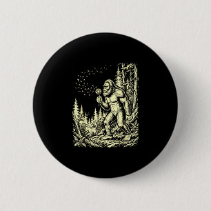 Macaron Rond 5 Cm Bigfoot drôle soufflant du pissenlit vintage sasqu