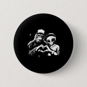 Macaron Rond 5 Cm Bigfoot Et Coeur Alien Mains Drôle Valentines Gros