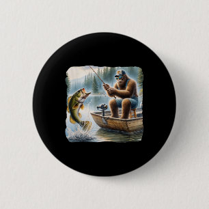 Macaron Rond 5 Cm Bigfoot Fishing Funny Sasquatch Été B Pêcheur