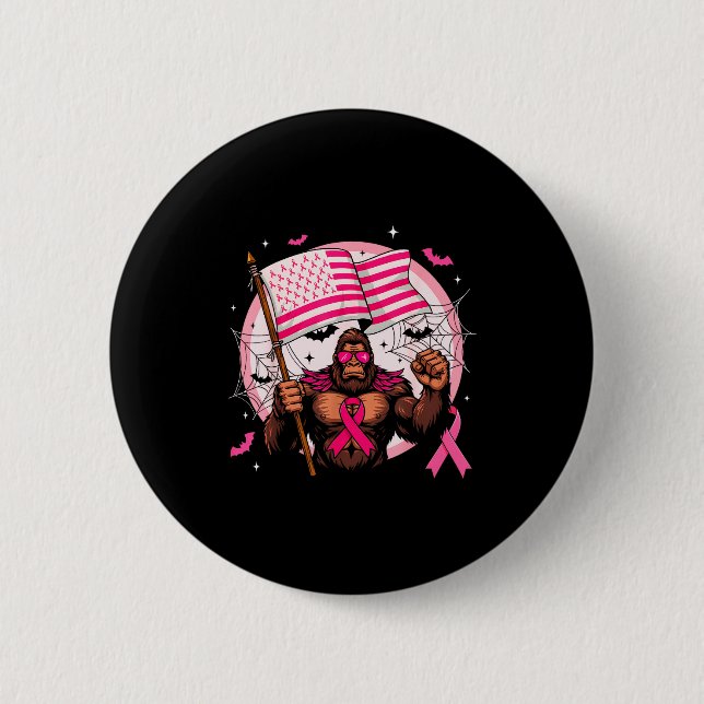 Macaron Rond 5 Cm Bigfoot Nk Ribbon Breast Cancer Awareness Month Wo (Devant)
