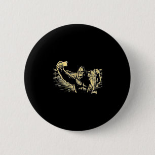 Macaron Rond 5 Cm Bigfoot pêche selfie drôle sasquatch bass 