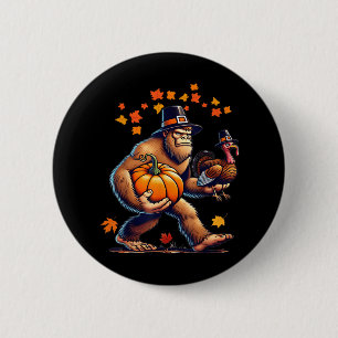 Macaron Rond 5 Cm Bigfoot Pèlerin Chapeau Jour de la dinde de Thanks