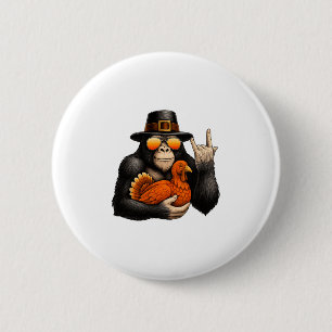 Macaron Rond 5 Cm Bigfoot Pèlerin Dinde Citrouille Jour de Thanksgiv