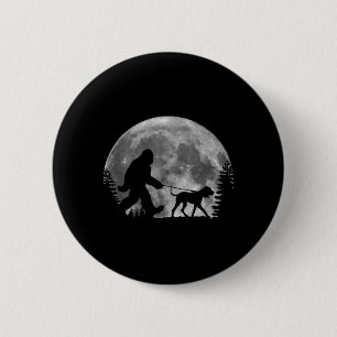 Macaron Rond 5 Cm Bigfoot promenant un chien drôle Coonhound Amoureu