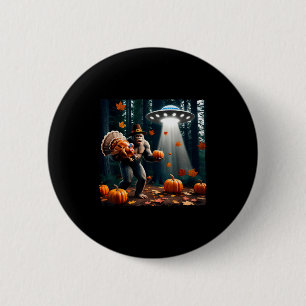 Macaron Rond 5 Cm Bigfoot Sasquatch Dinde Ovnis Drôle de Thanksgivin