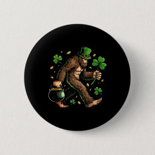 Macaron Rond 5 Cm Bigfoot St Patrick Funny Sasquatch Saint Patte