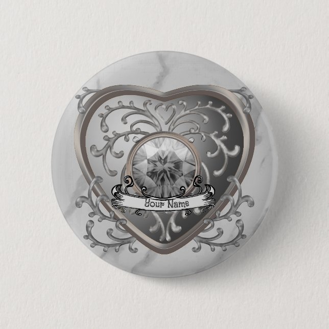 Macaron Rond 5 Cm Bijou d'argent personnalisé Coeur de fée (Devant)