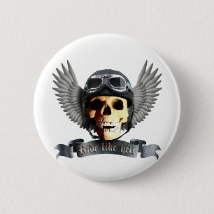 Macaron Rond 5 Cm Biker Skull A