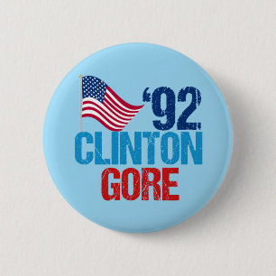 Macaron Rond 5 Cm Bill Clinton Al Gore 1992