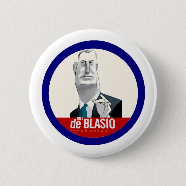 Macaron Rond 5 Cm Bill De Blasio NYC maire 2013 (Devant)
