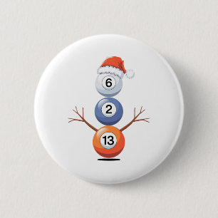 Macaron Rond 5 Cm Billard Noël Snowman Avec Table De Billard