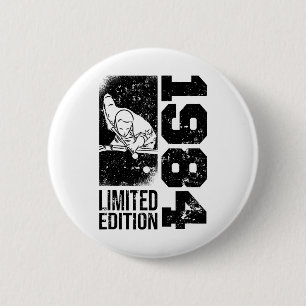 Macaron Rond 5 Cm Billard Snooker-game Vintage 1984 Birthday Pool-