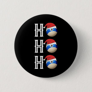 Macaron Rond 5 Cm Billiards Noël Santa Hat Pool Hall Party cadeau