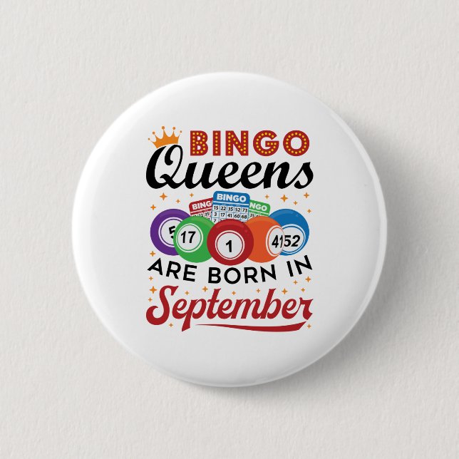 Macaron Rond 5 Cm Bingo Queens Are Born in Septembre (Devant)