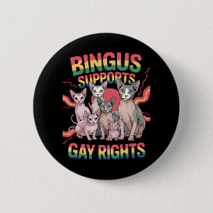 Macaron Rond 5 Cm Bingus soutient les droits des gays Sphynx Cat Fie