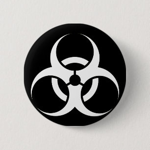 Macaron Rond 5 Cm Bio risque ou noir de avertissement de symbole de