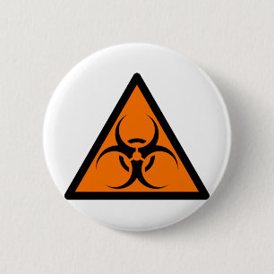 Macaron Rond 5 Cm Bio risque ou orange de avertissement de symbole