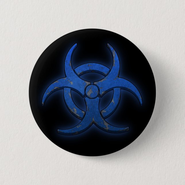 Macaron Rond 5 Cm Biohazard bleu (Devant)