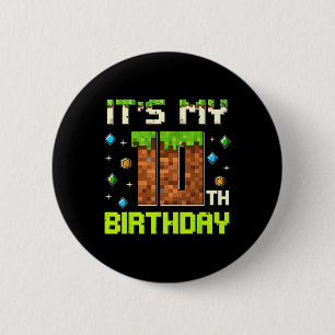 Macaron Rond 5 Cm Birthday Boy C'est mon 10e anniversaire Gamer Pixe