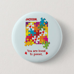 Macaron Rond 5 Cm Birthday Boy Puzzle Amour aux pièces