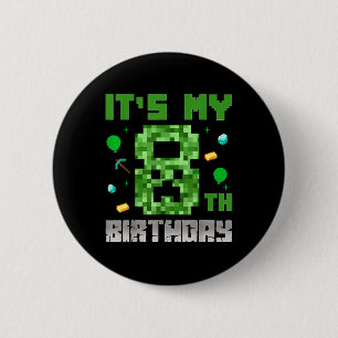 Macaron Rond 5 Cm Birthday Boy Shirt C'est My 8th Birthday Video Gam