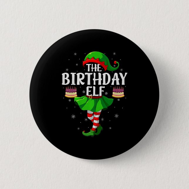Macaron Rond 5 Cm Birthday Elf Christmas Girls Women Elf Squad Xmas  (Devant)